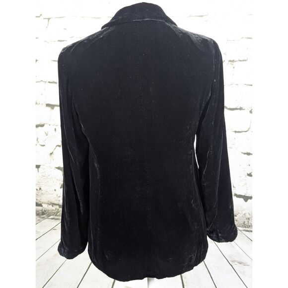 J. JILL Black Velvet Blazer One-Button Pockets Rayon/Silk Essential Small Petite - Picture 5 of 8
